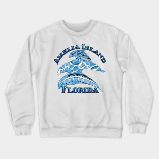 Amelia Island Florida Vacation Tribal Dolphins Crewneck Sweatshirt